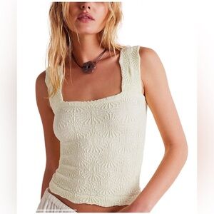 FREE PEOPLE - Love Letter Cami Ivory/Cream Smocked Tank Top Sz M/L